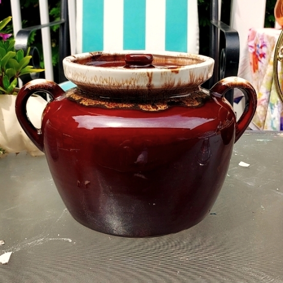 Mccoy Other - McCoy Pottery Brown drip bean pot with lid mid century modern